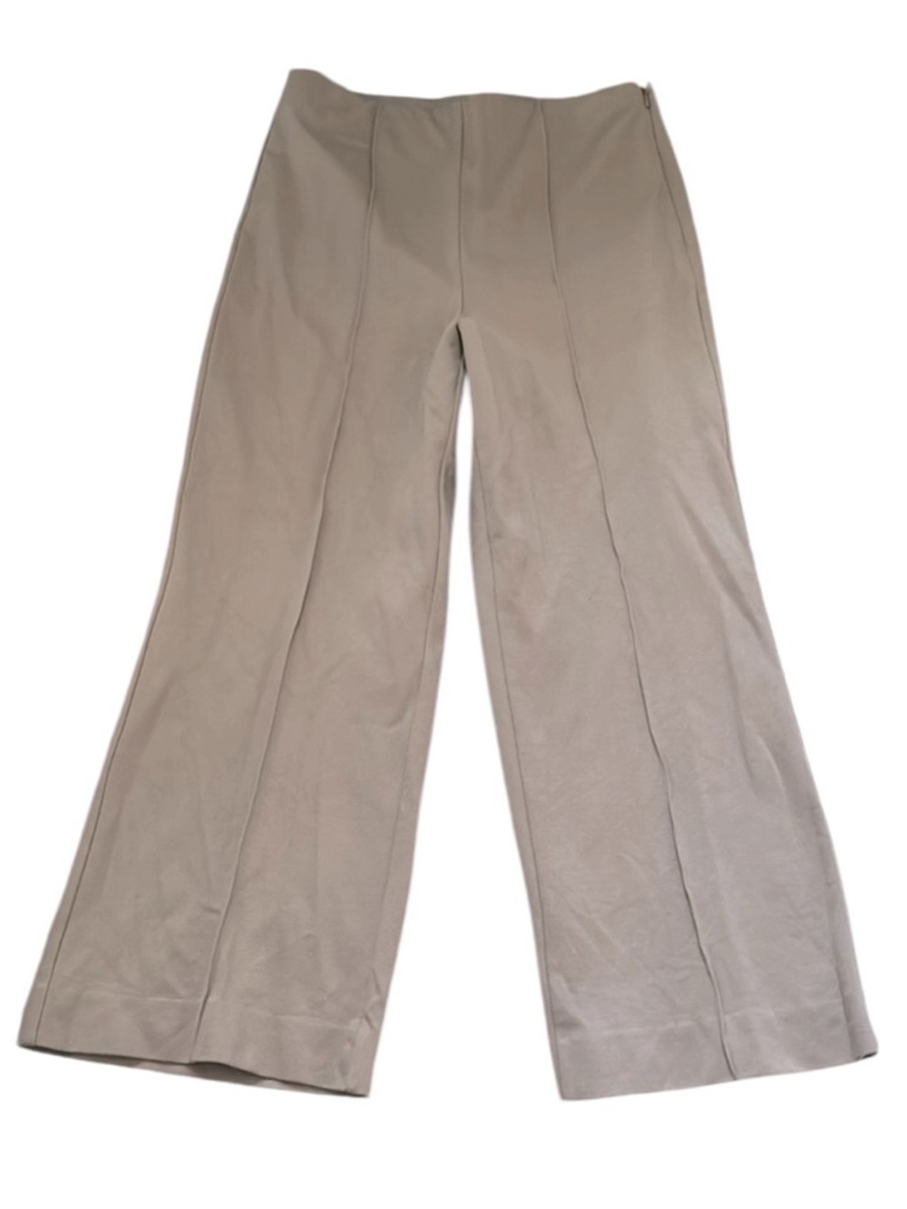 Ann Taylor tan elastic hidden waist band flat front  straight pointe pants Sz MP